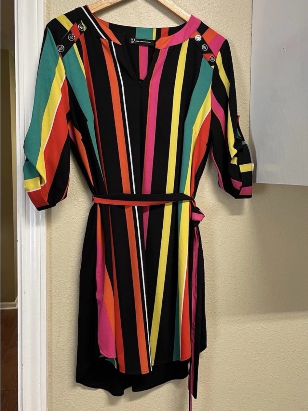 New York & Company Women’s Petite L-  Striped Dress